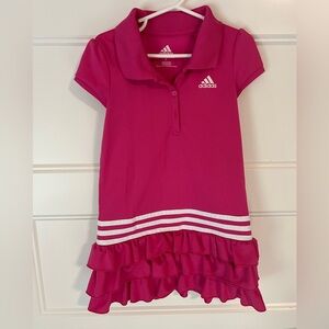 Girls 5T Adidas, Short Sleeve Active Polo Golf Ruffle Dress, Pink